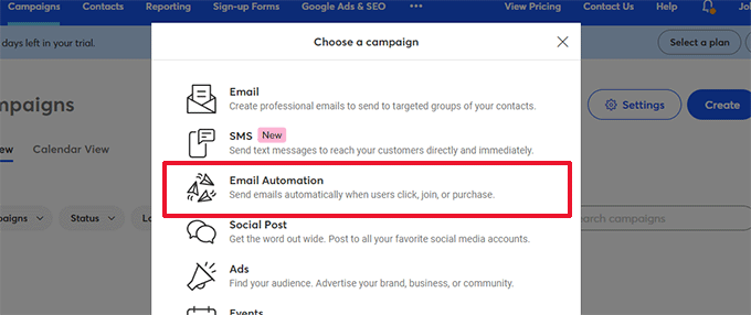 Crear una campaña de automatización de correo electrónico
