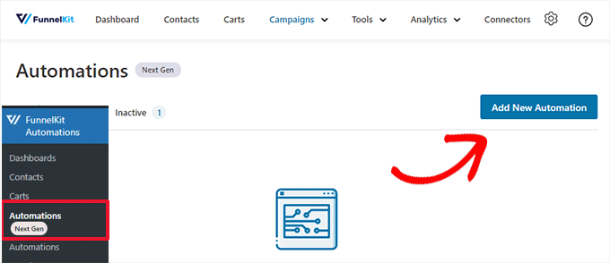 FunnelKit nueva automatización