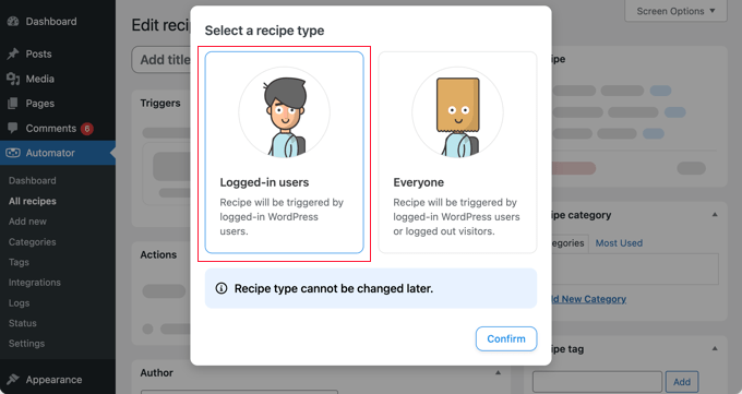 Elige el tipo de receta