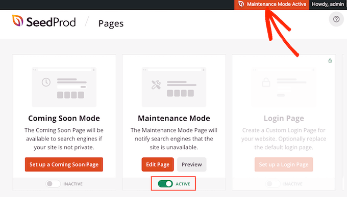 Un ejemplo de un sitio WordPress en modo de mantenimiento