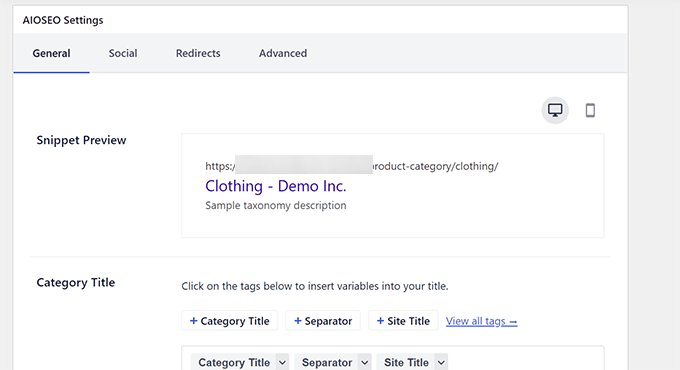 Configuración de AIOSEO para categorías de productos Configuración de AIOSEO para categorías de productos