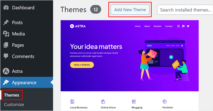 Agregar un nuevo tema de WordPress al área de administración Agregar un nuevo tema de WordPress al área de administración