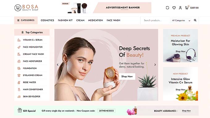 Vista previa de la tienda de productos de belleza. Vista previa de la tienda de productos de belleza.