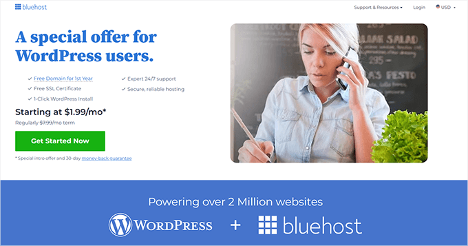 Sitio web de BlueHost Sitio web de BlueHost