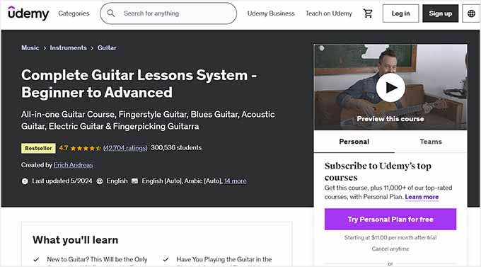 Avance del curso de guitarra Avance del curso de guitarra