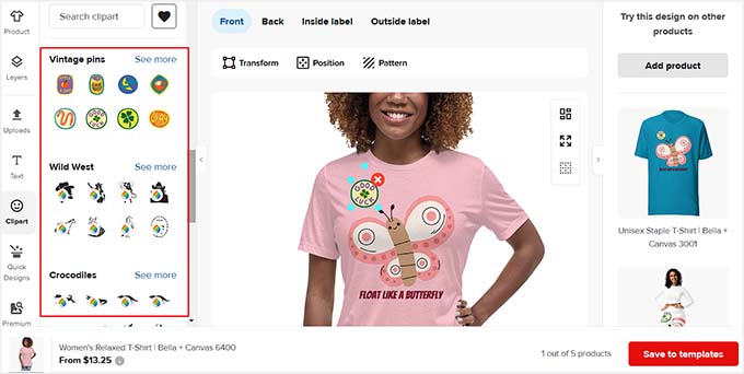 Añade imágenes prediseñadas a tu camiseta